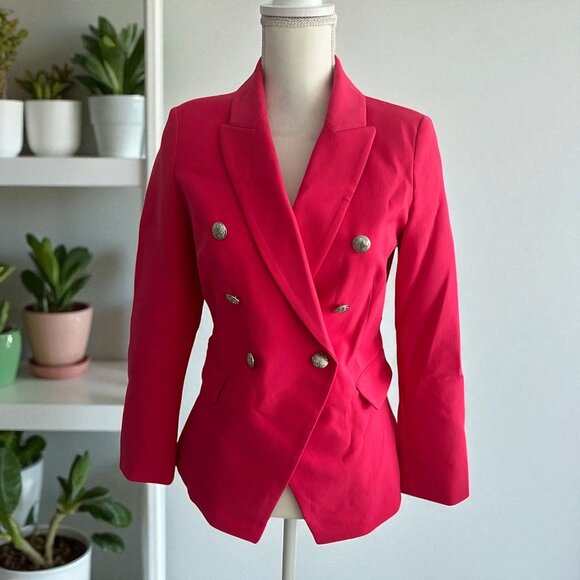 WHITE HOUSE BLACK MARKET WHBM Pink Double Breasted Blazer Jacket Size 2 - Picture 1 of 9